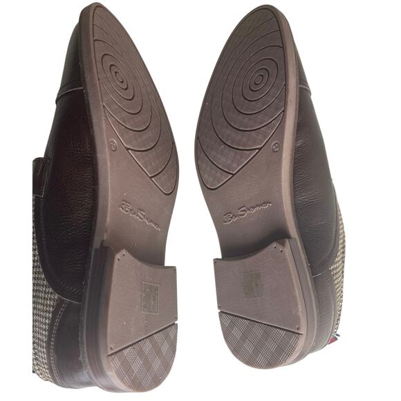 NWOT Ben Sherman Brown Leather Cap Toe Oxford with Houndstooth Detail Size 10 - Picture 8 of 9